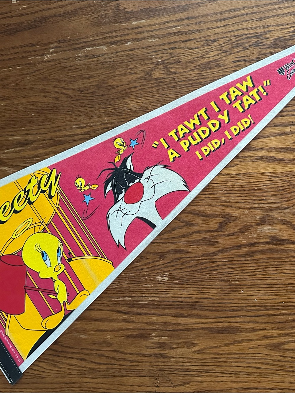 Vtg 1996 WinCraft Tweety Bird & Sylvester Pennant Looney Tunes NOS